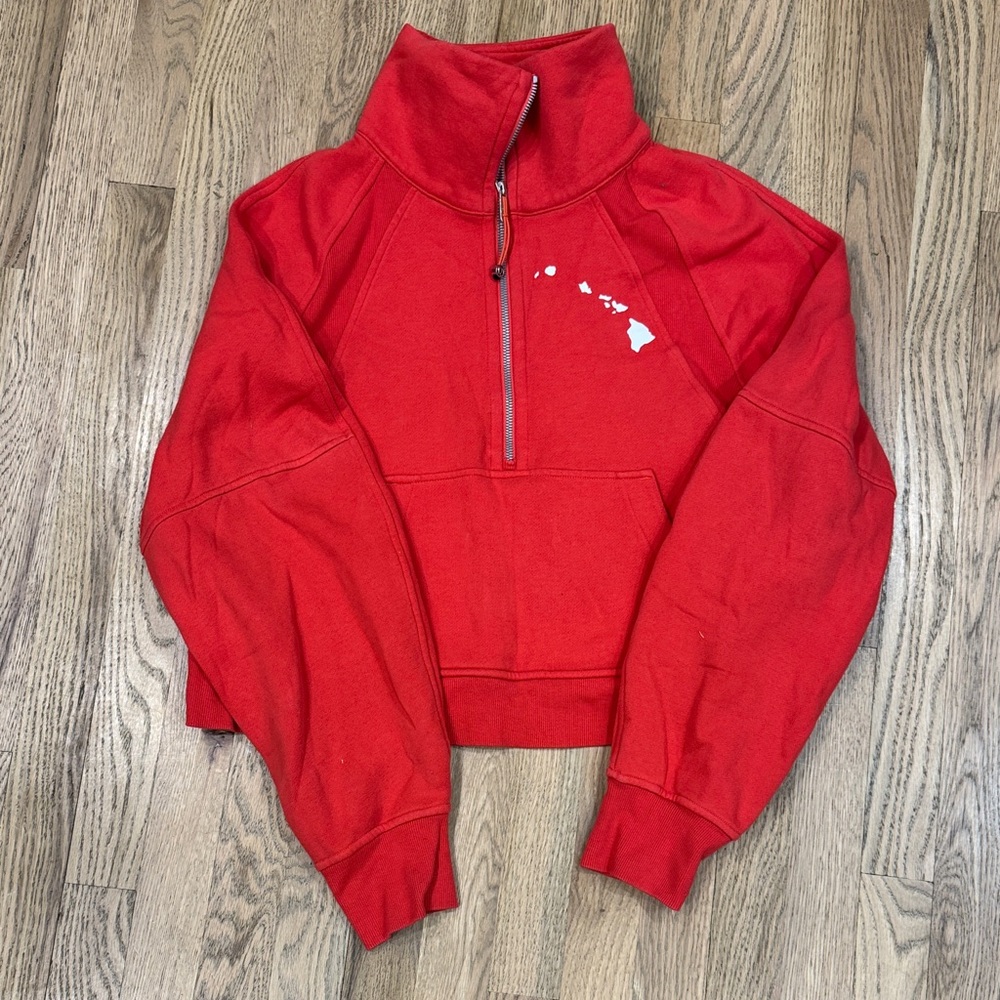 lululemon athletica coral Half-Zip Sweatshirt with Hawaiian islands